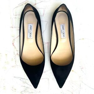 Jimmy Choo London Black Suede Pointed-Toe Flats – Made in Italy Size 43